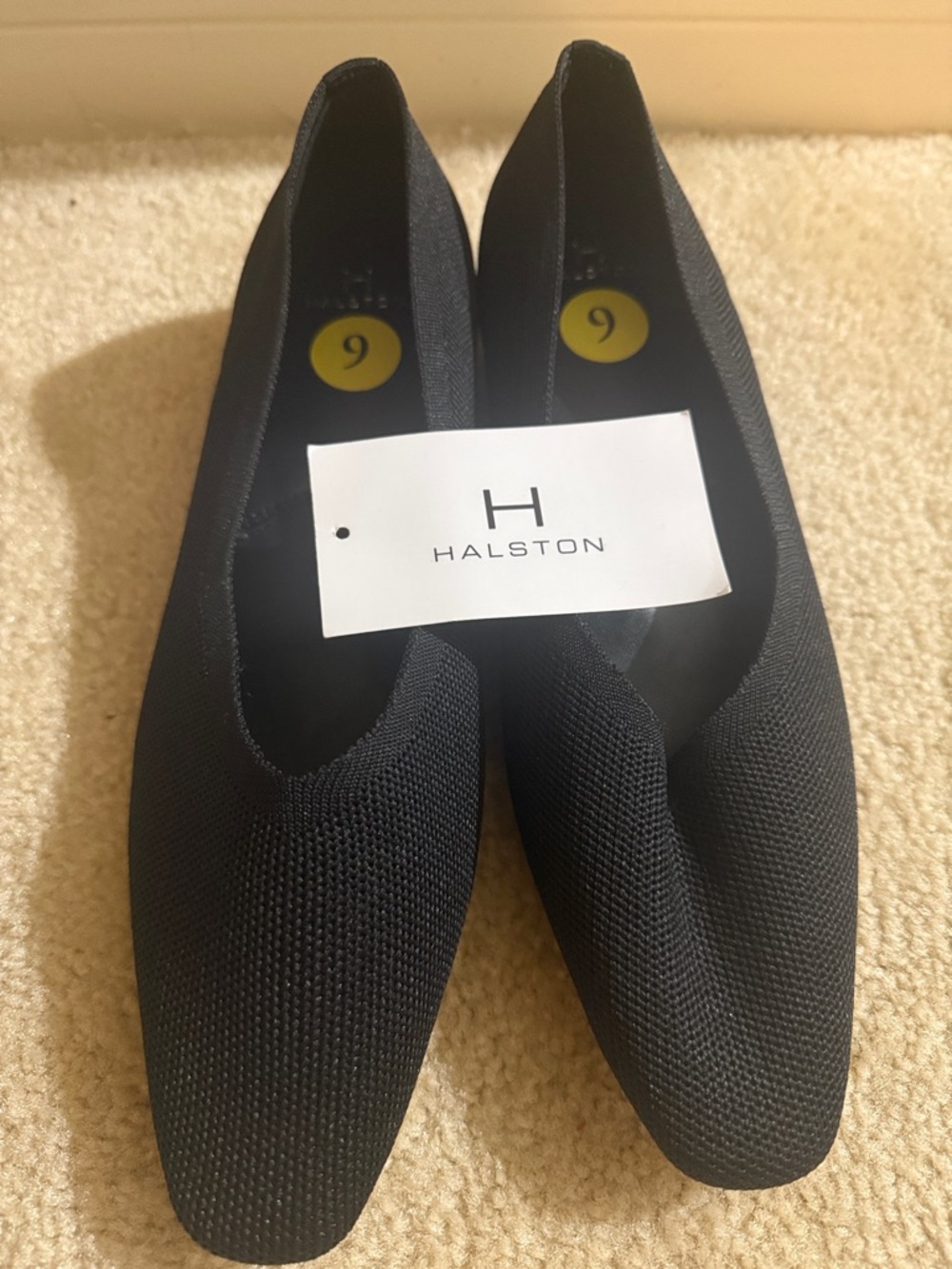 New! H by Halston Women’s Black Knit Slip-On Broadway Flats size 9